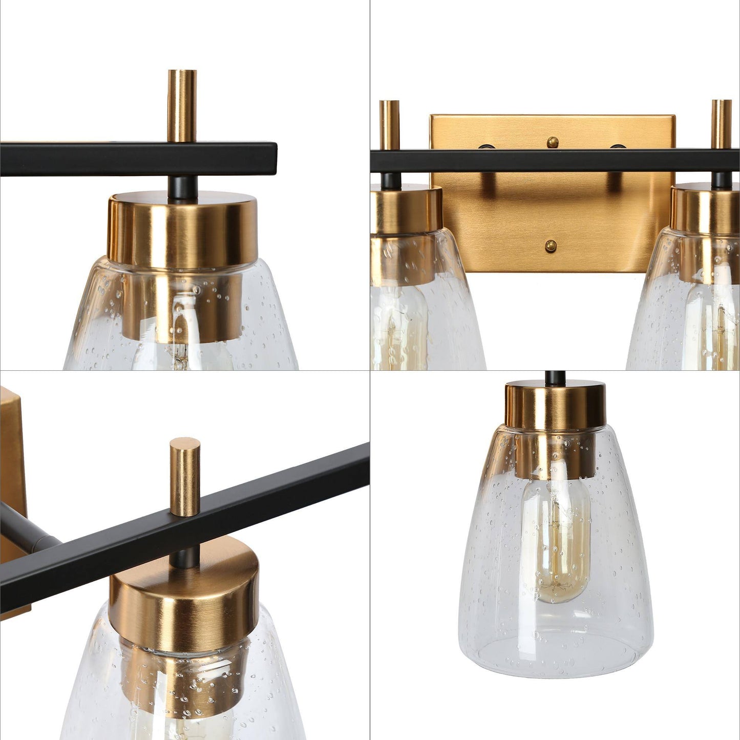 Rhododendron 4-Light Black and Brass Vanity Light