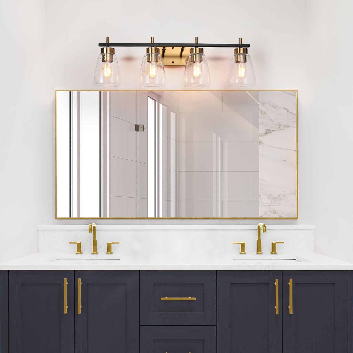 Rhododendron 4-Light Black and Brass Vanity Light