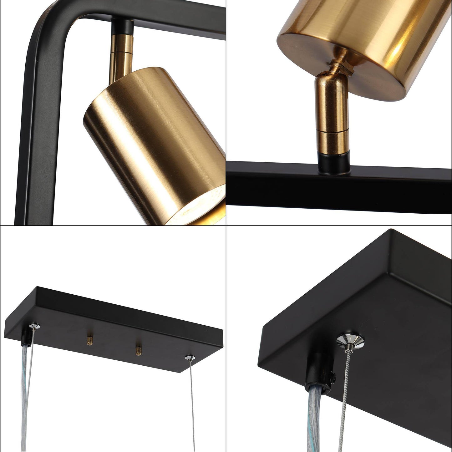 Serrulata 5-Light 31.5-in Black&Gold Modern Rectangle Kitchen Island Light