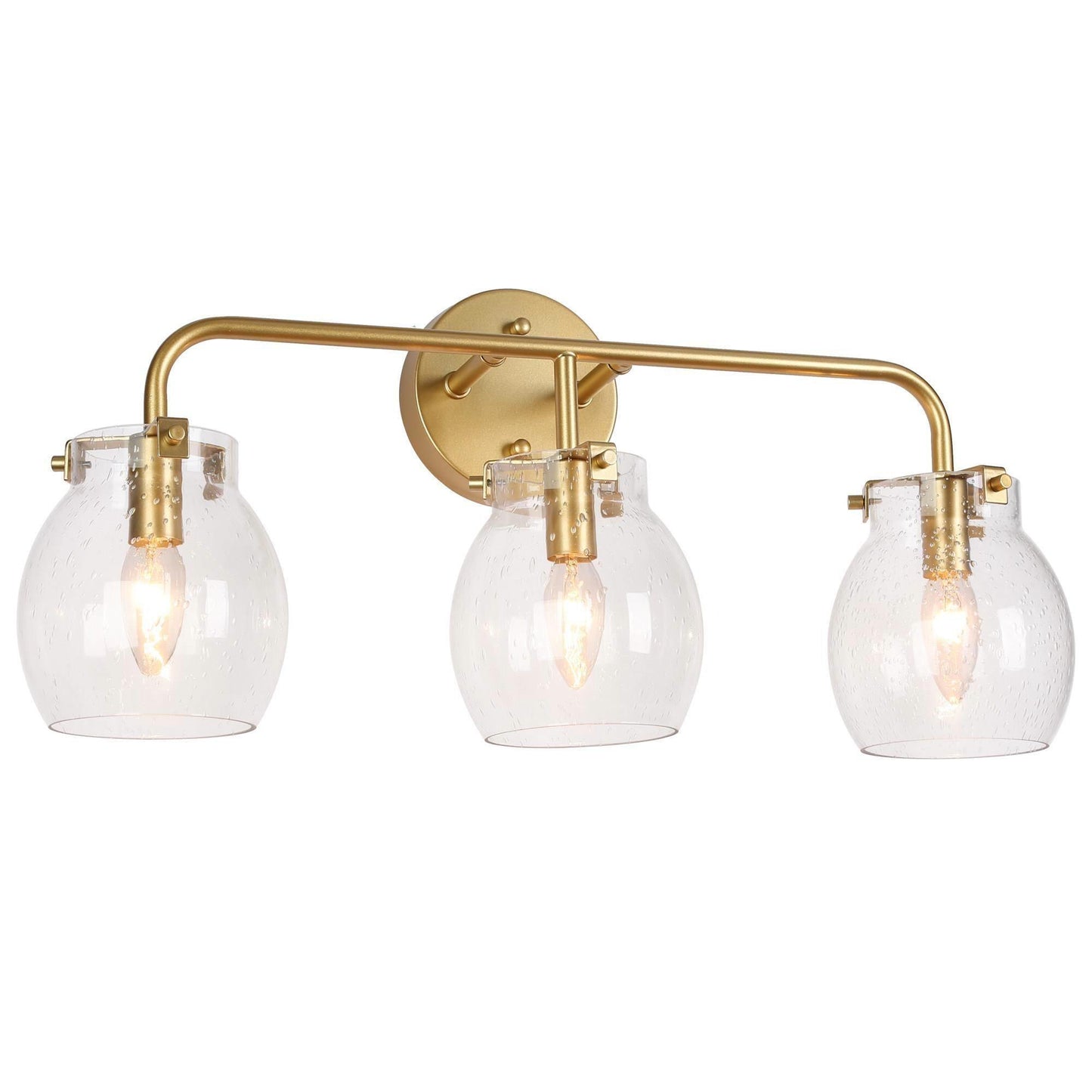 3-Light Gold Bathroom Vanity Light Seeded Glass Wall Sconces - Belles Lighting