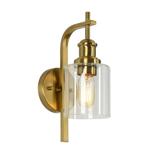 Arlimutike 1-Light Modern Gold Clear Glass Cylinder Wall Sconce