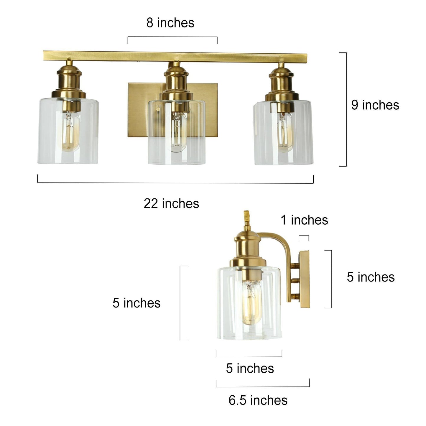 Arlimutike 3-Light Brass Vanity Light