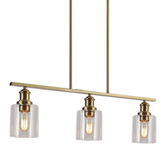 Modern 3-Light Gold Island Chandeliers Lights with Clear Glass Shades