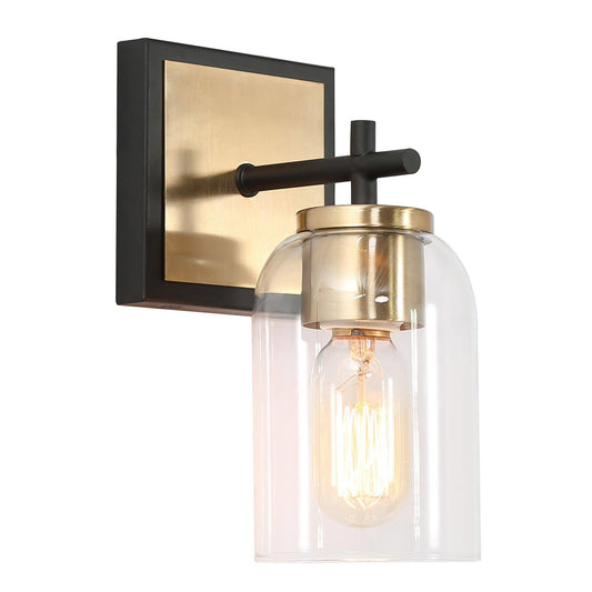 Ephedra 1-Light Modern Black and Gold Glass Bell Wall Sconces