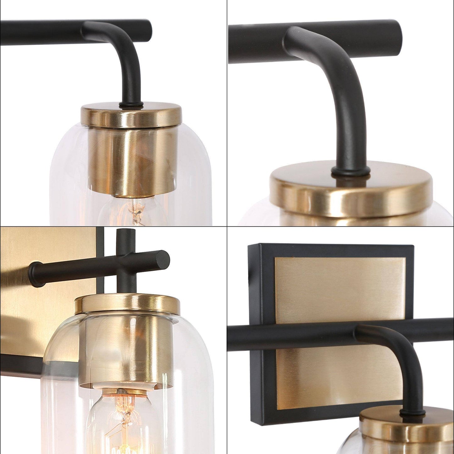 Ephedra 3-Light Black and Brass Vanity Light