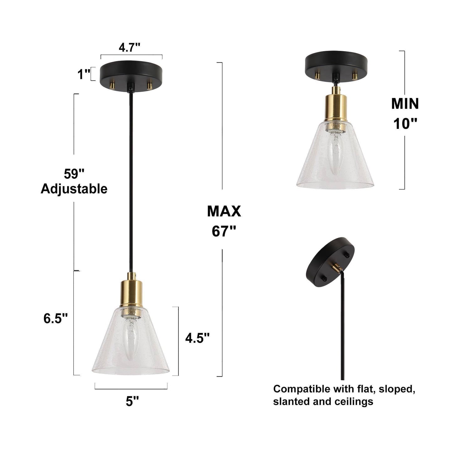 Amaduz 1-Light Mini Black Modern Pendant Light Fixtures