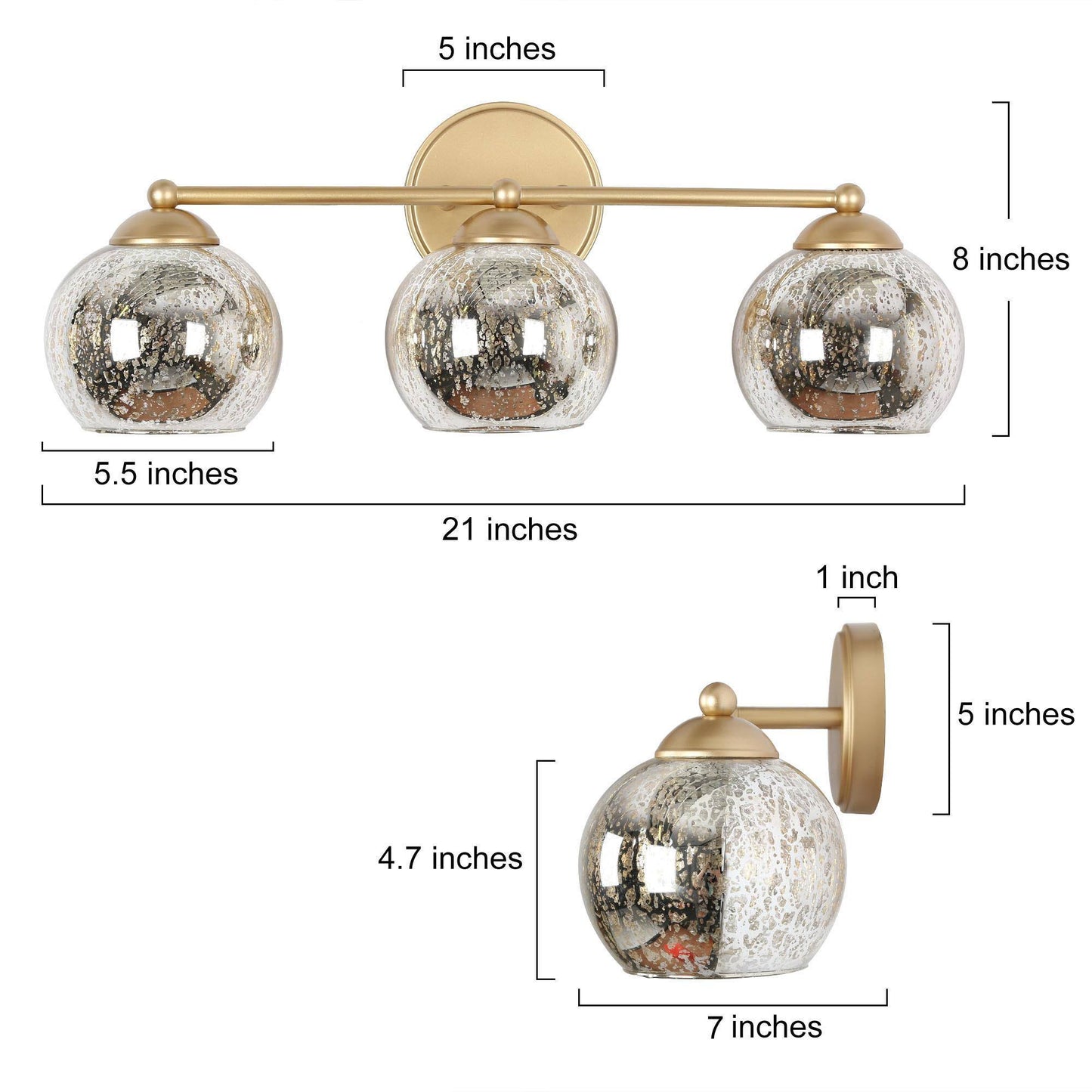 Demhuiwo 3-Light Gold Vanity Light