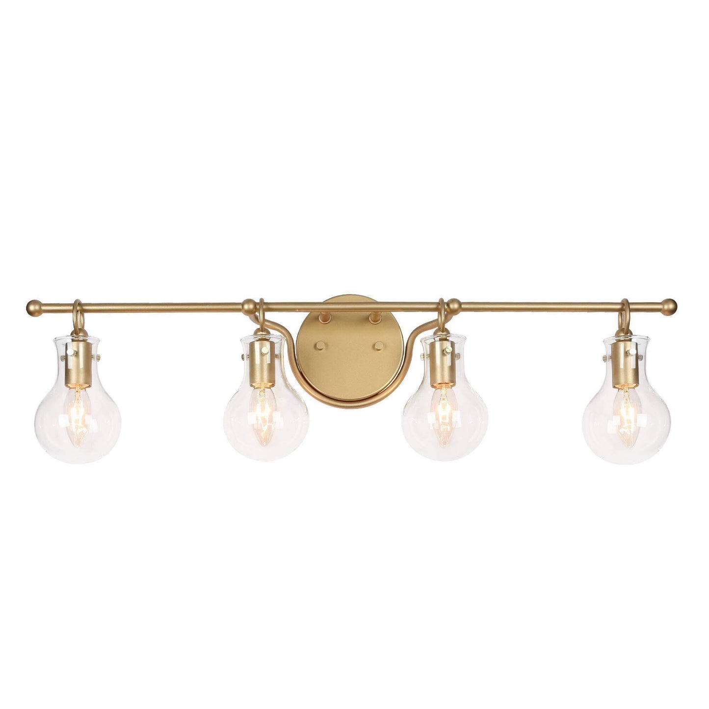 Modern Gold 4-Light Vanity Light with Gourd-Shaped Shades