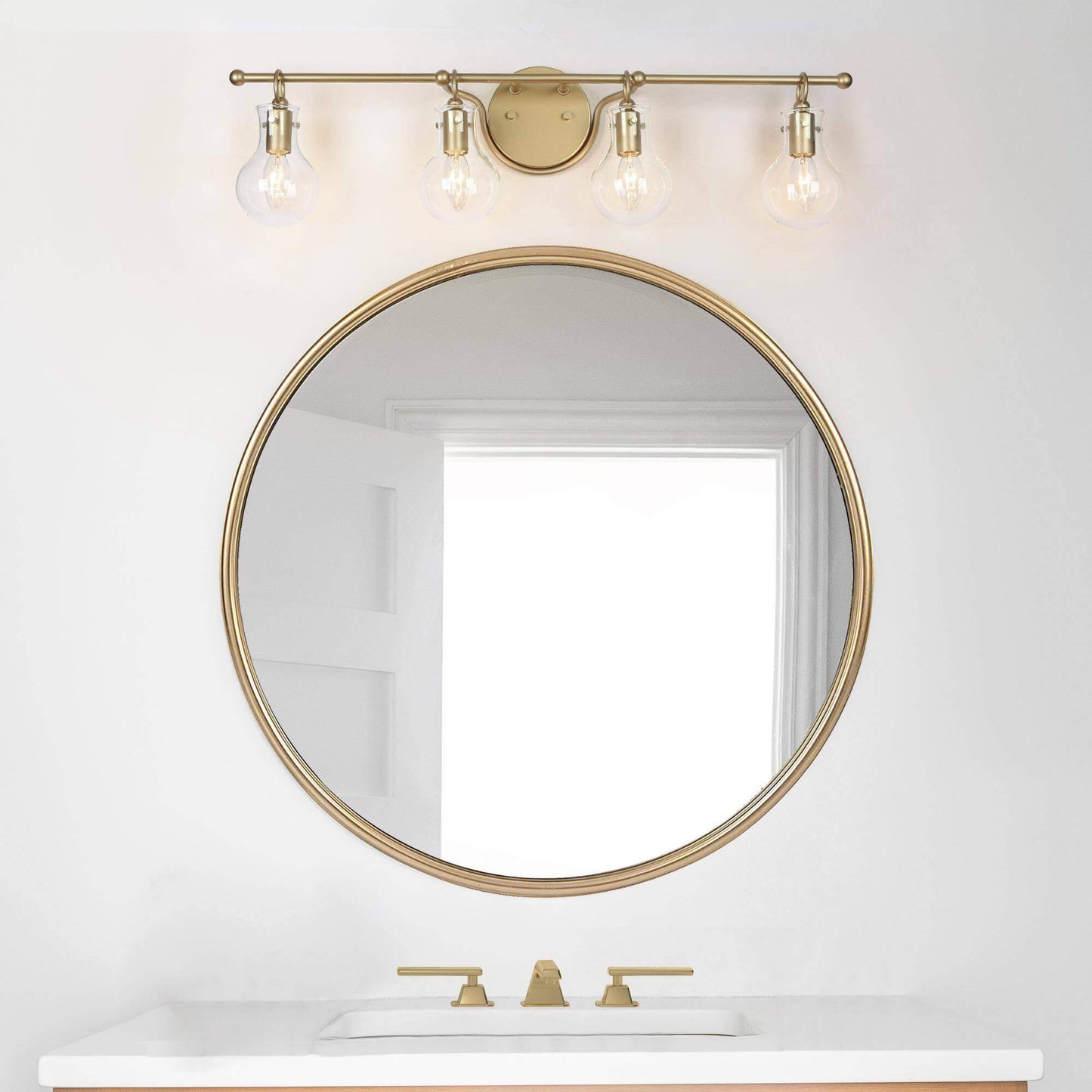 Modern Gold 4-Light Vanity Light with Gourd-Shaped Shades