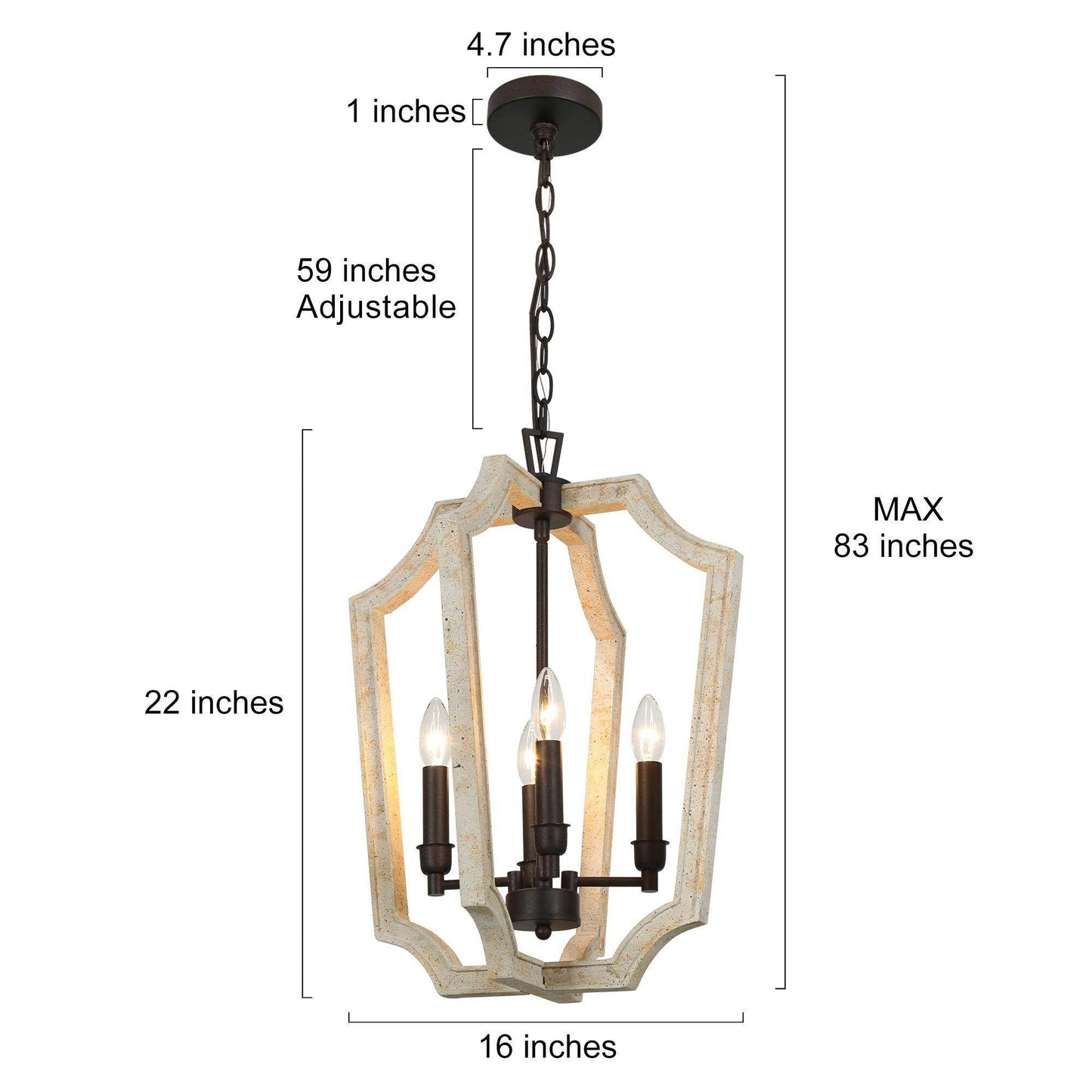 Integrifolia 4-Light Small Wood Chandelier