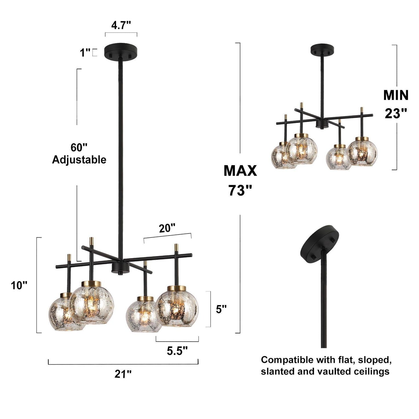 Rafflesia 4-Light Small Black Chandelier