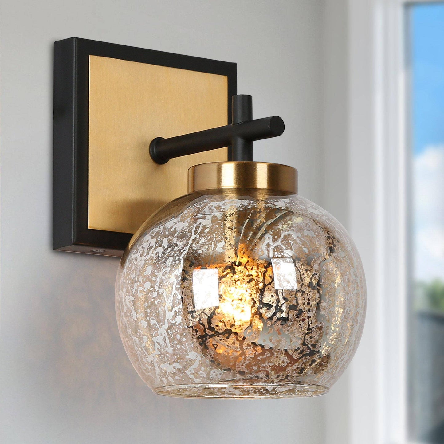 Rafflesia 1-Light Modern Black & Gold
Mercury Glass Wall Sconces