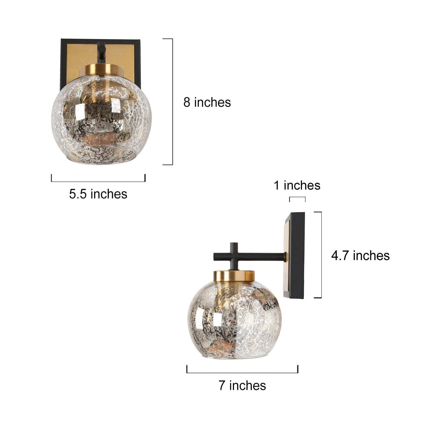 Rafflesia 1-Light Modern Black & Gold
Mercury Glass Wall Sconces