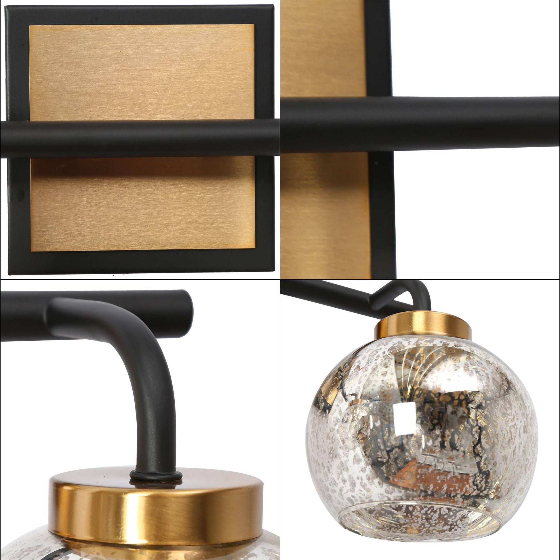 Rafflesia 2-Light Black and Brass Vanity Light