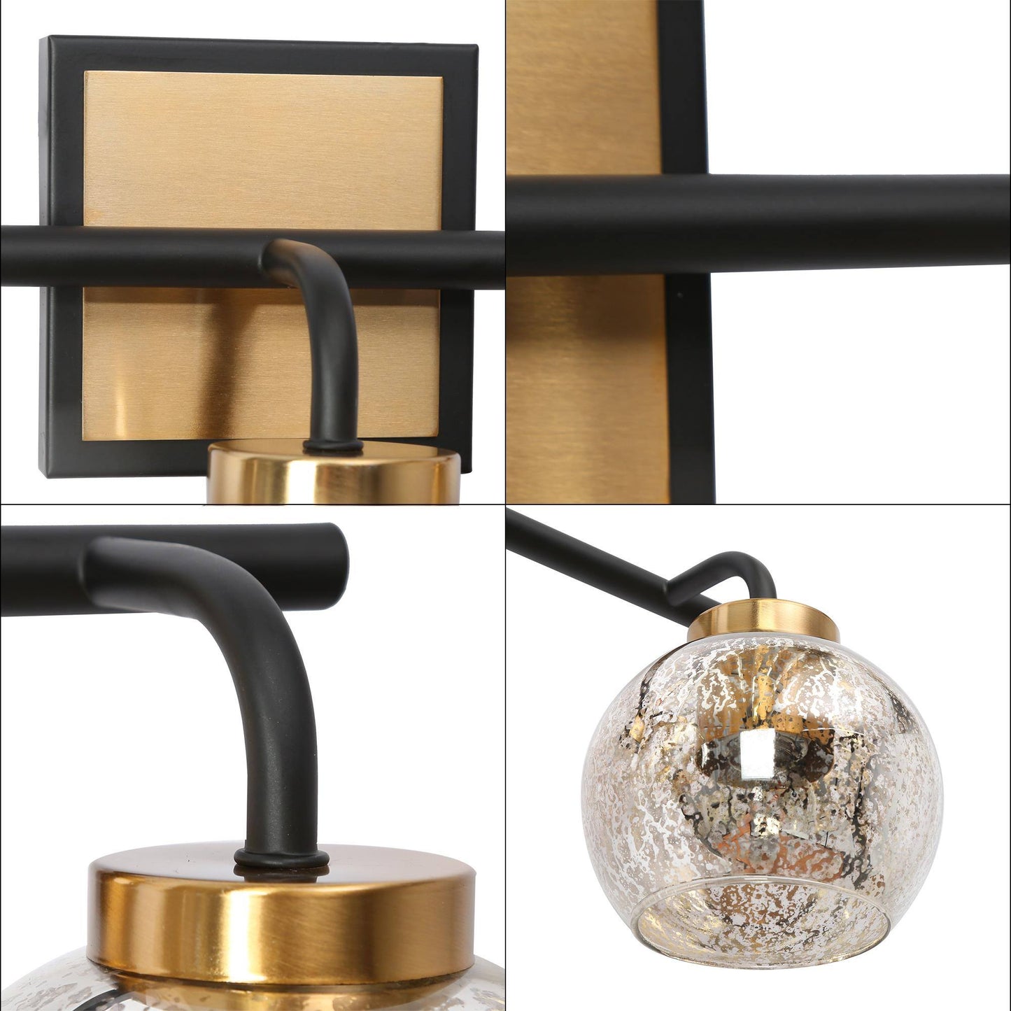 Rafflesia 3-Light Black and Brass Vanity Light