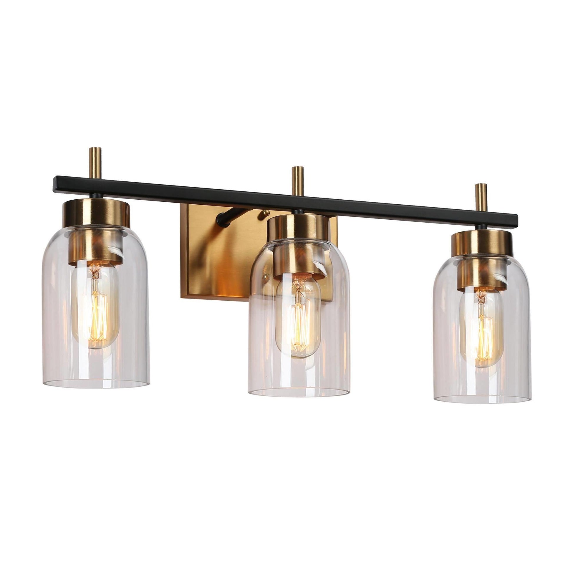 Broccoli 3-Light Black and Brass Vanity Light