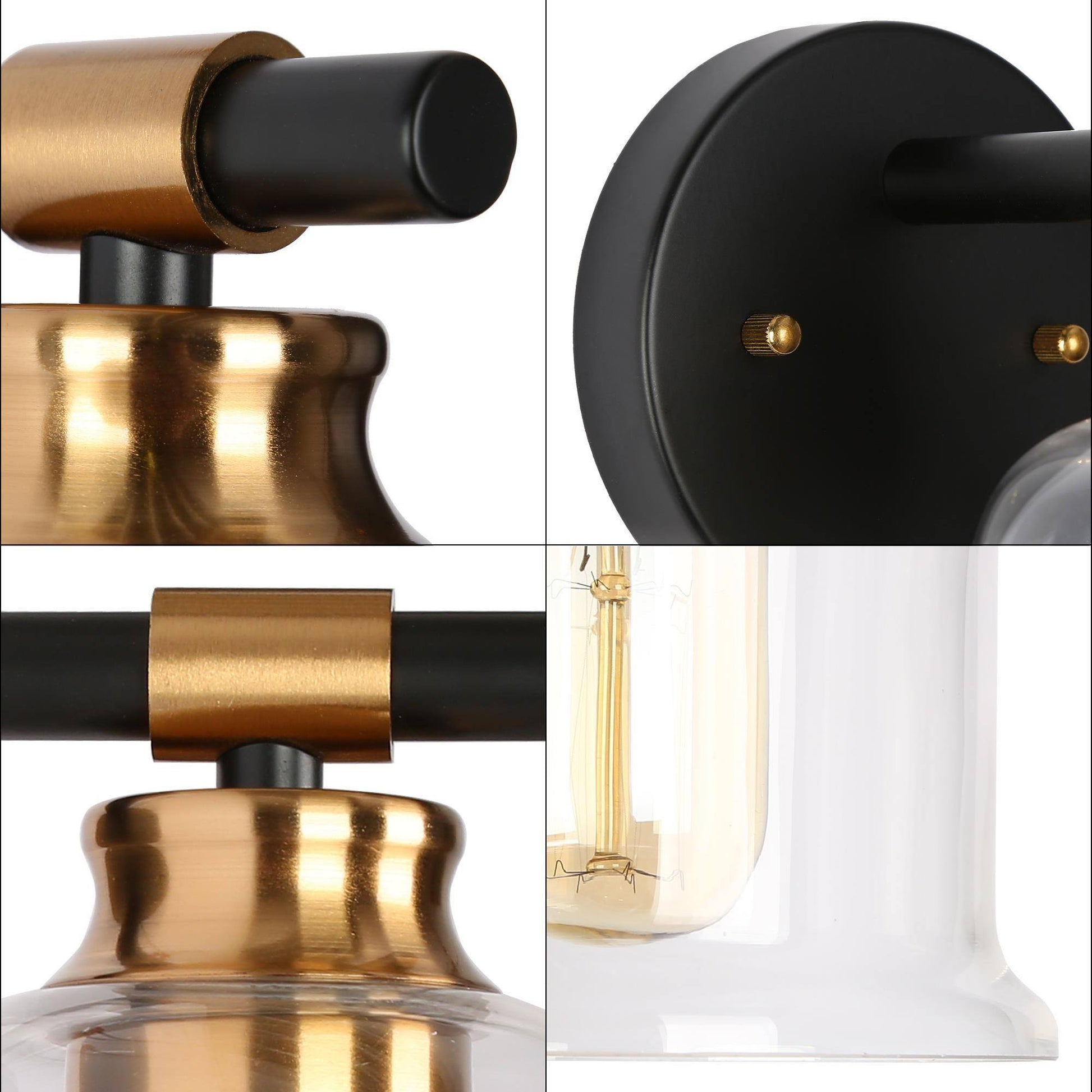 Chayote 1-Light Black and Brass Vanity Light