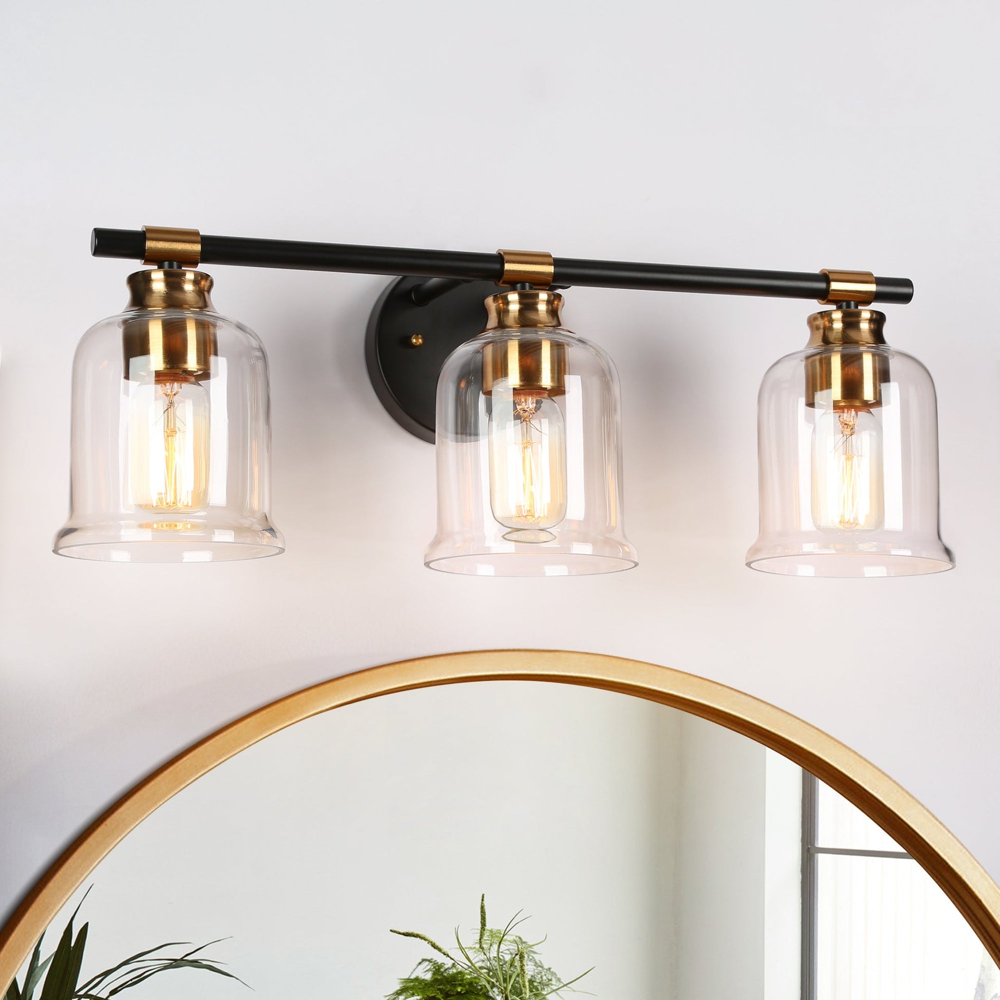 Chayote 3-Light Black and Brass Vanity Light