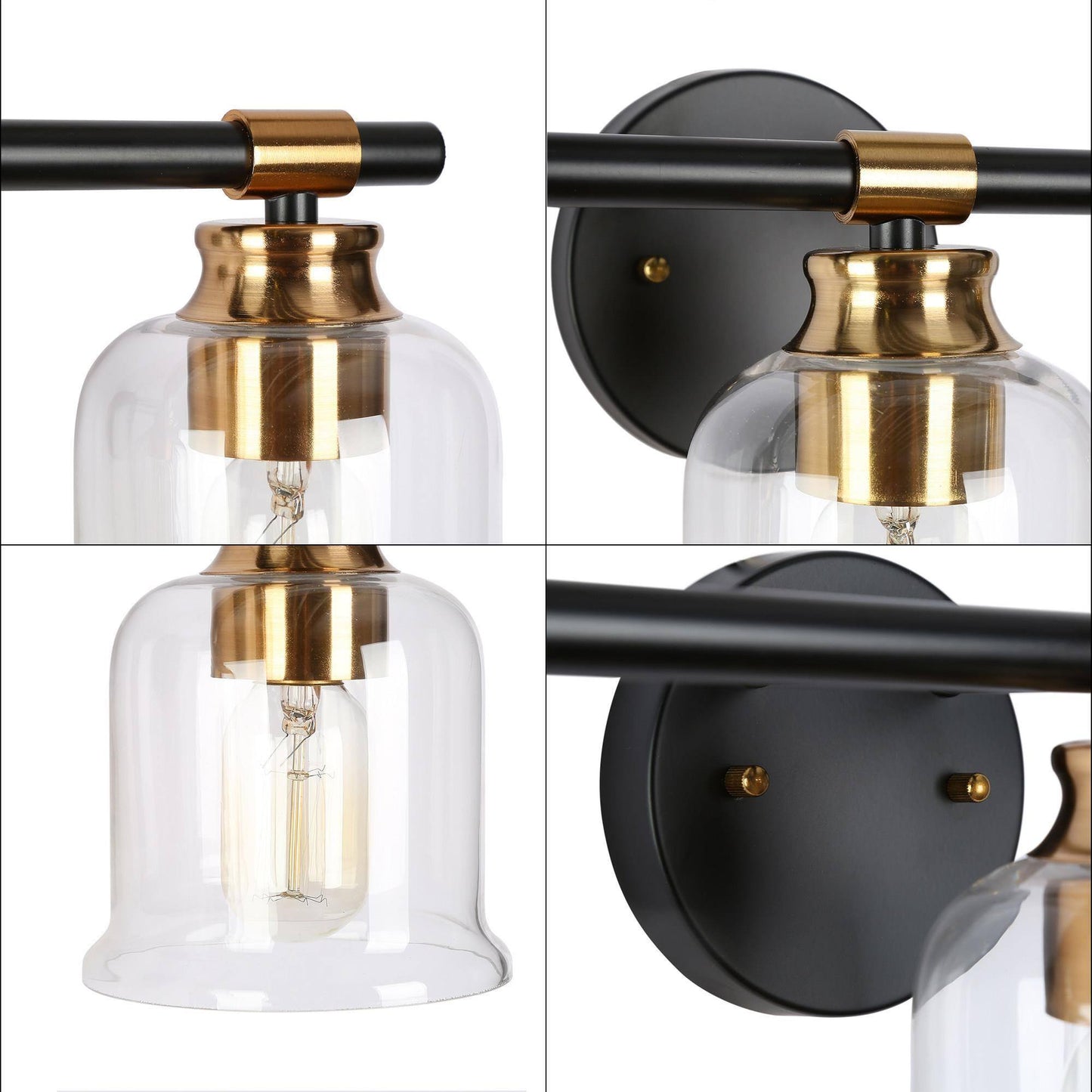 Chayote 3-Light Black and Brass Vanity Light