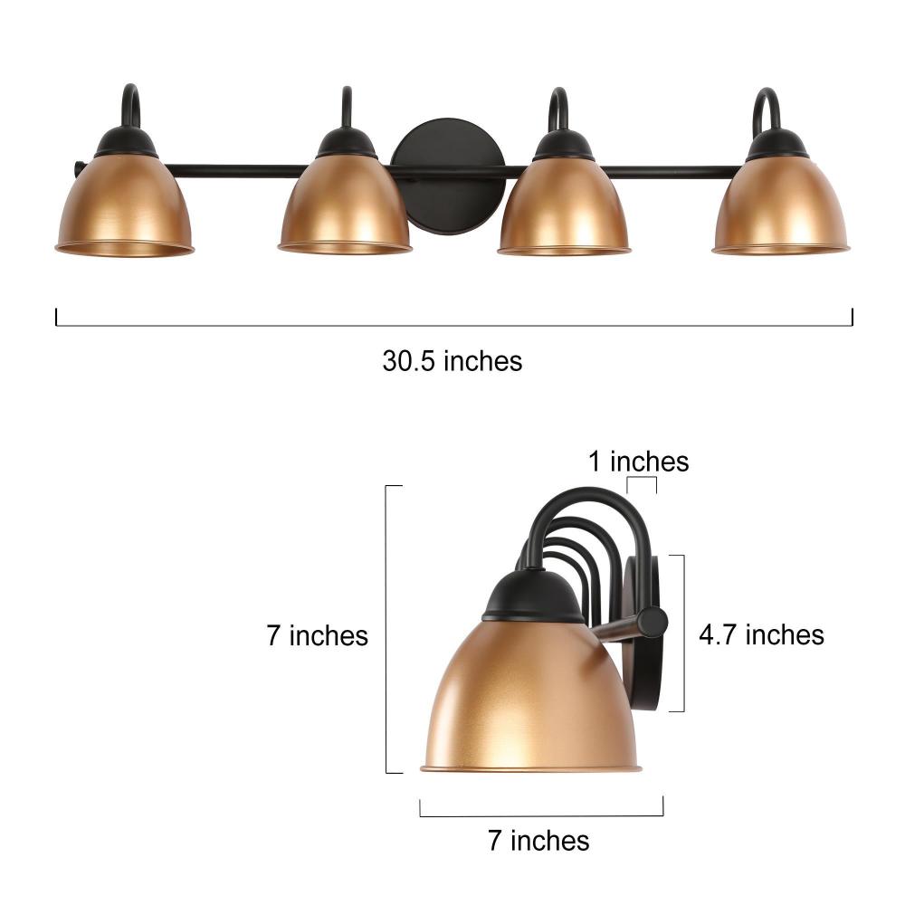 4-Light Black and Gold Vanity Light