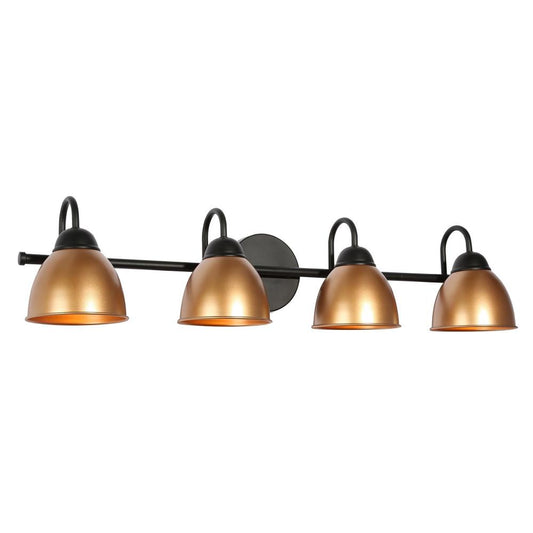 4-Light Black and Gold Vanity Light