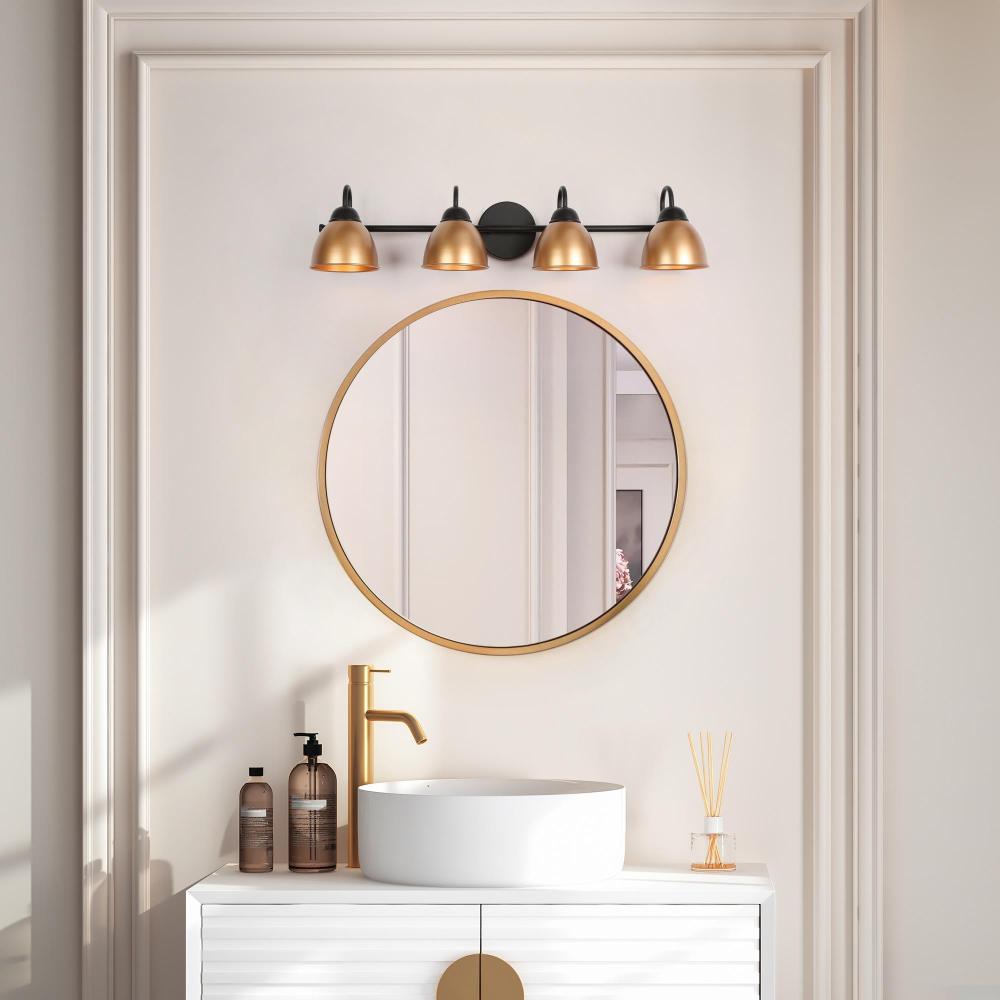 4-Light Black and Gold Vanity Light