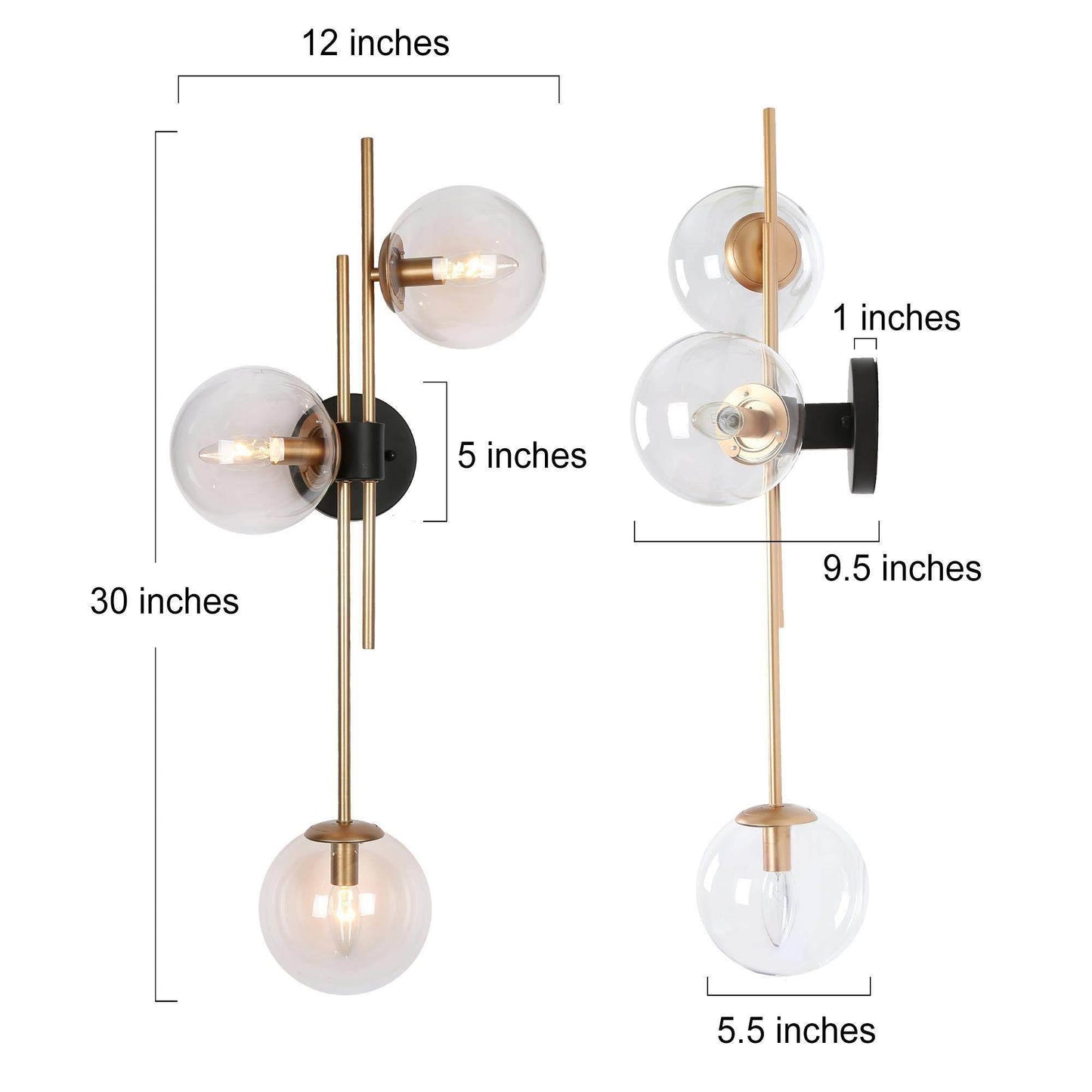 Memminger 3-Light Modern Black & Gold Wallchiere Wall Sconces