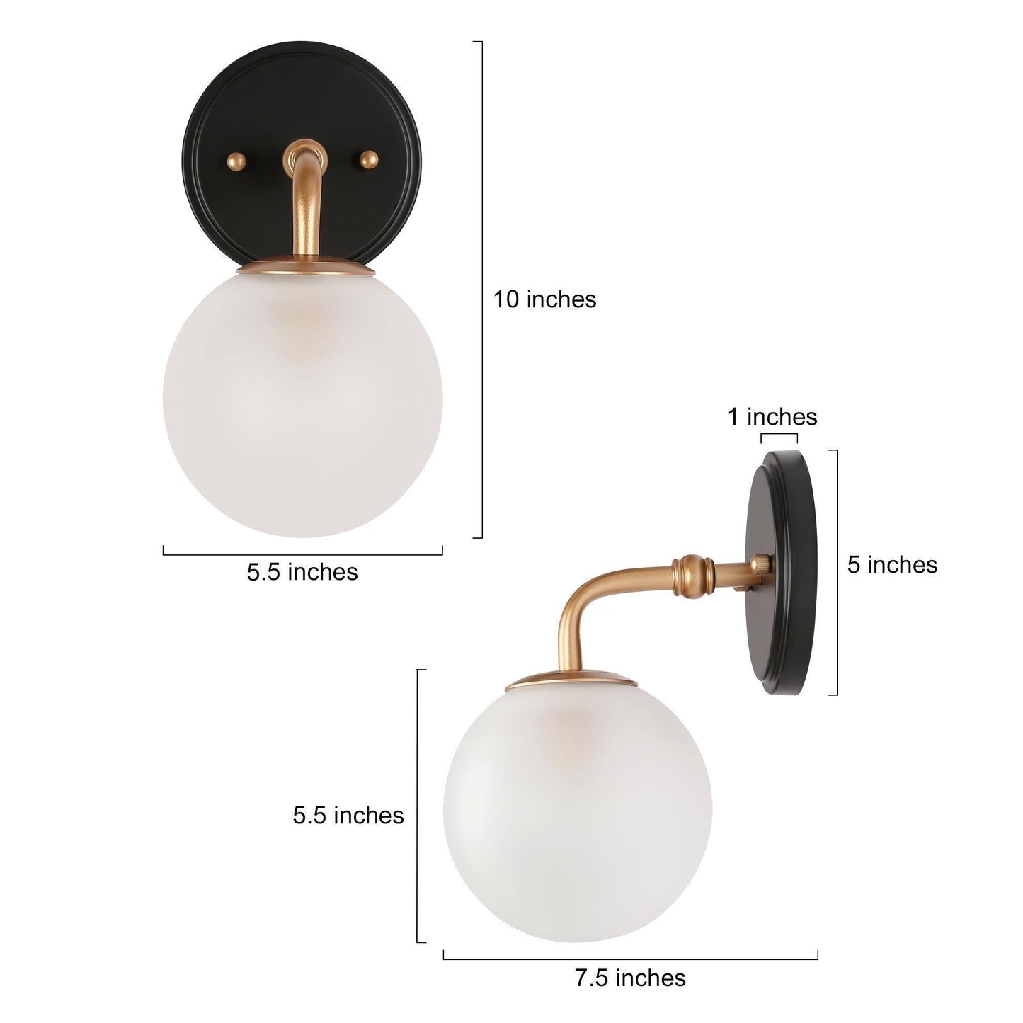 Cllenqy 1-Light Black and Gold Vanity Light