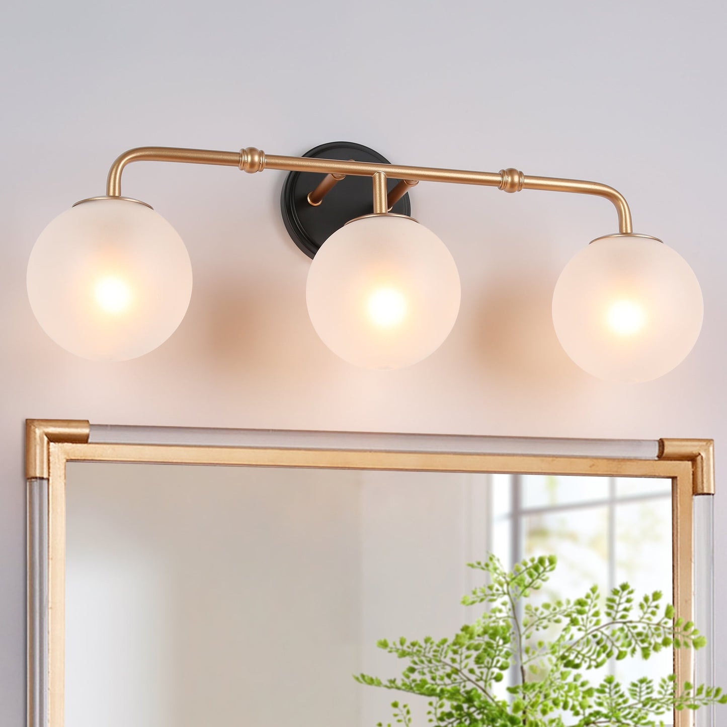 Cllenqy 3-Light Black and Gold Vanity Light