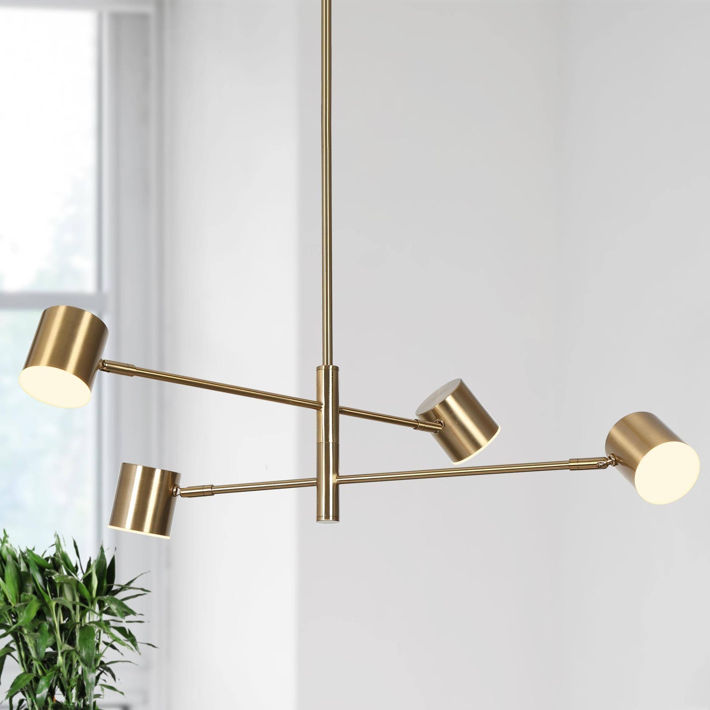 Selaginella 4-Light Medium Brass LED Chandelier