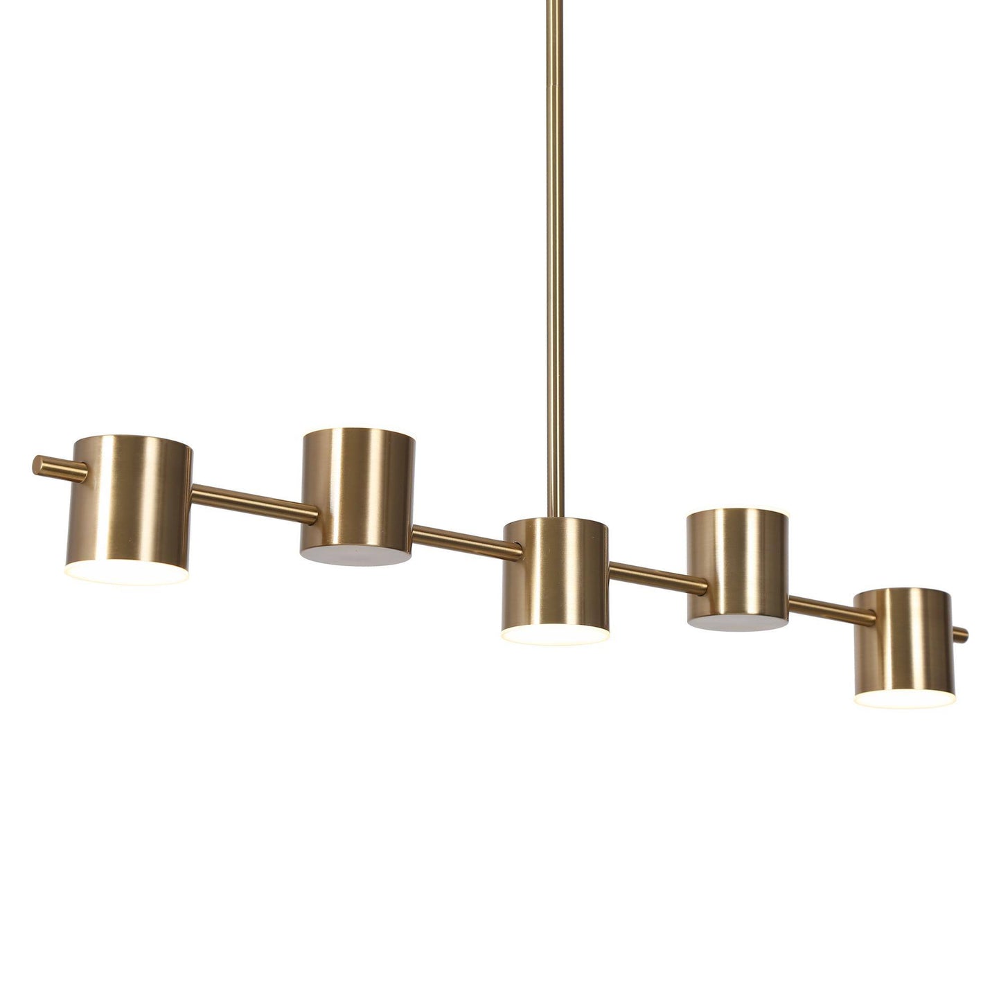 Minimalist 5-Light LED Brass Linear Island Light Chandelier