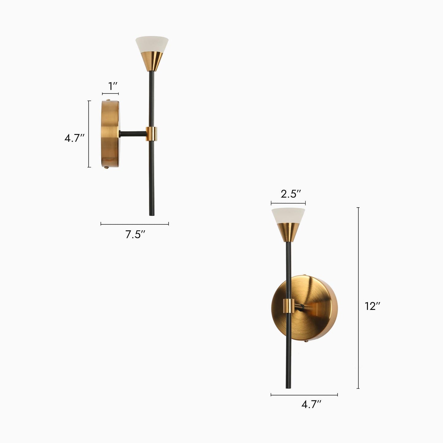 Cepeaul 1-Light Modern Black & Gold Wallchiere LED Wall Sconces