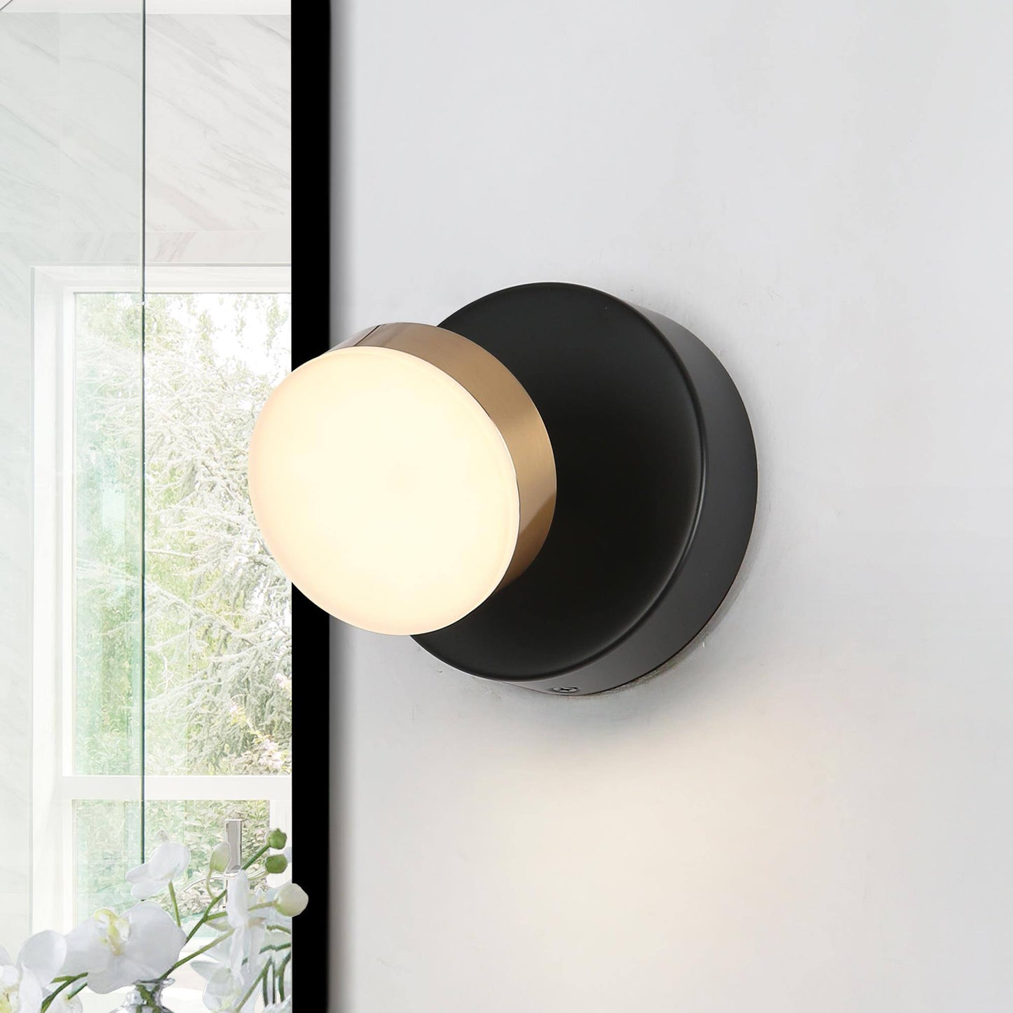 Nelly 1-Light Modern Black and Gold LED Wall Sconces