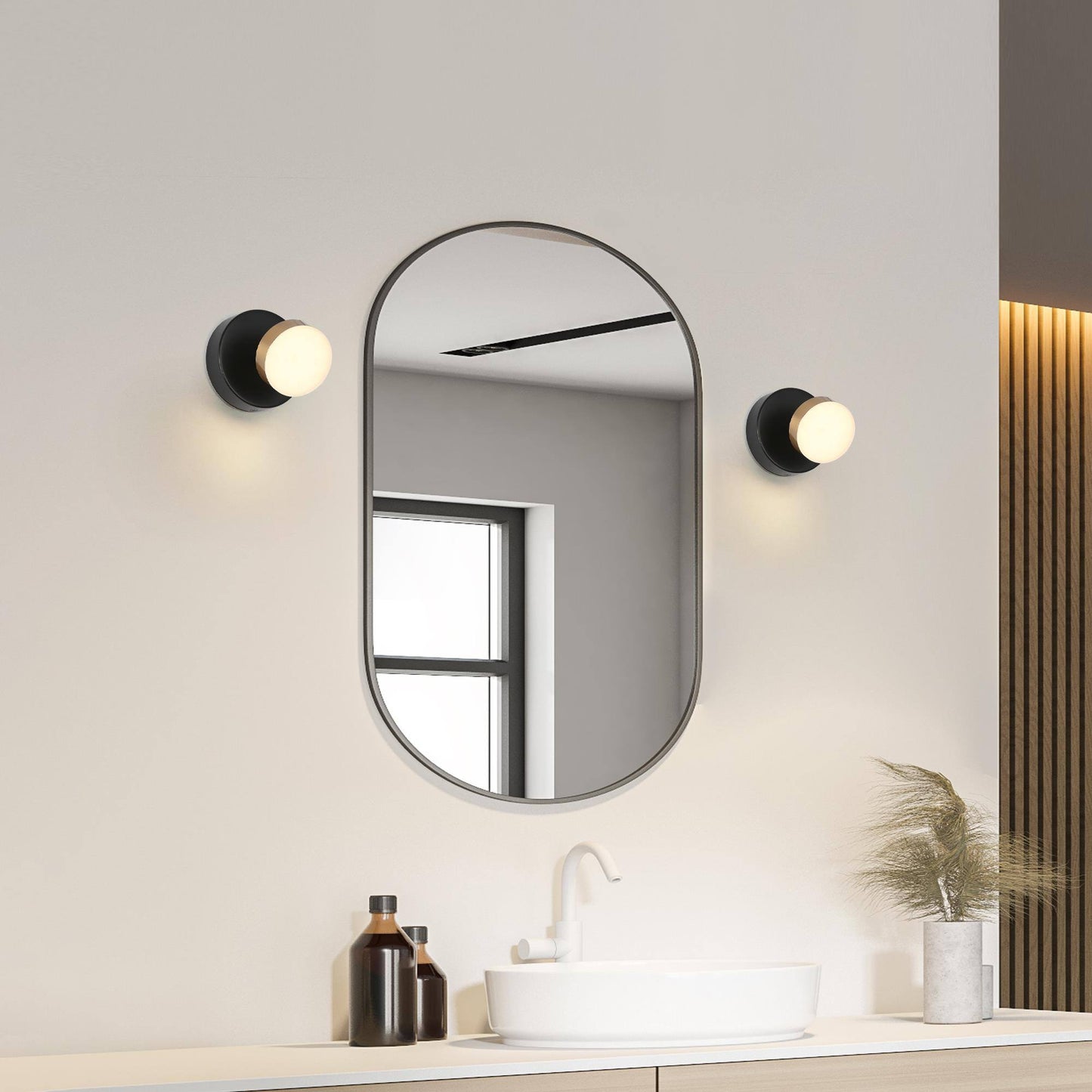 Nelly 1-Light Modern Black and Gold LED Wall Sconces