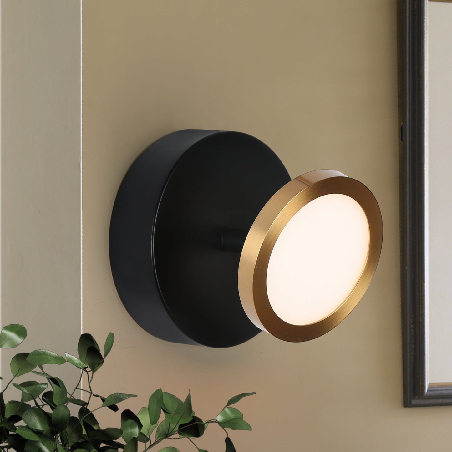 Quasarian 1-Light Modern Black and Gold LED Wall Sconces