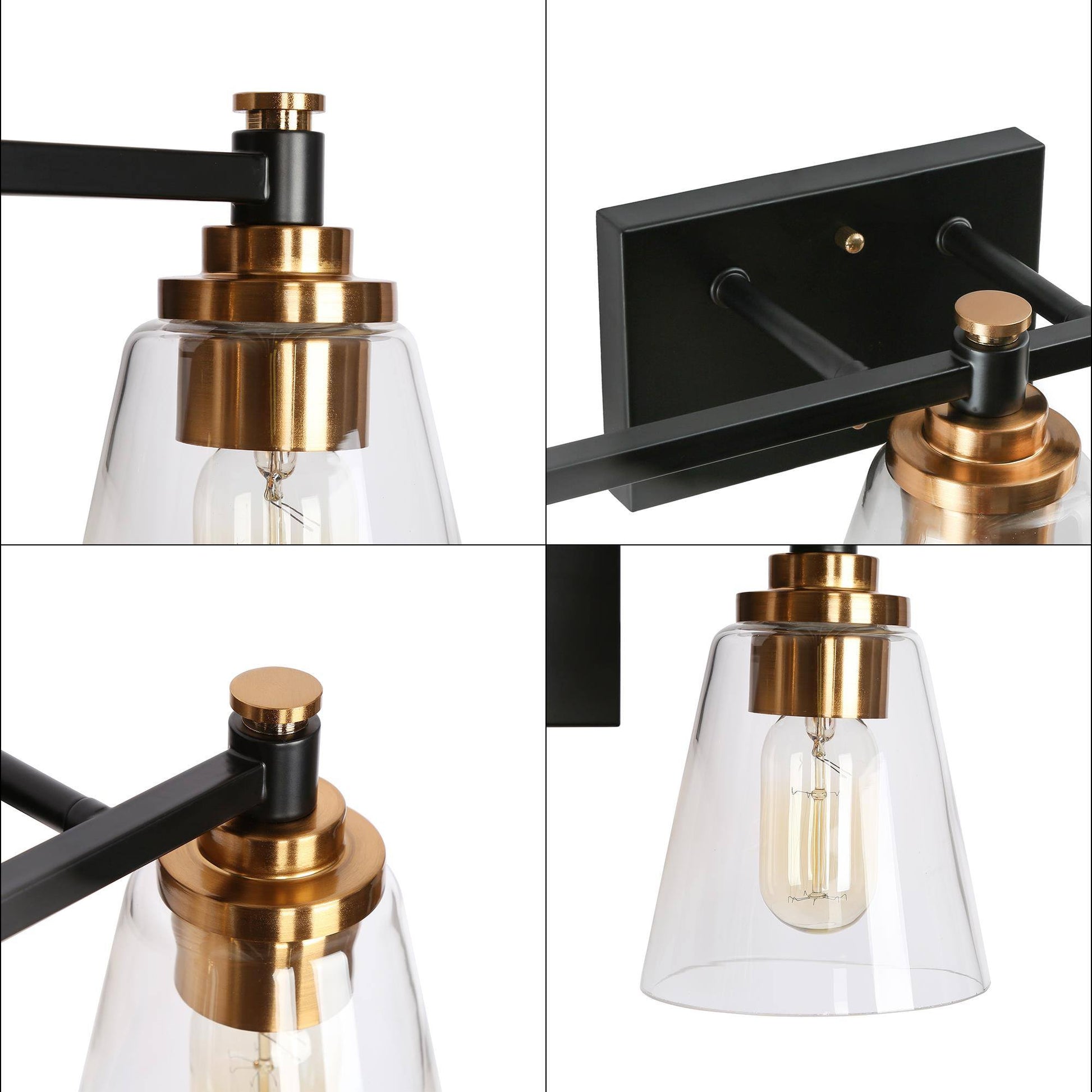 Vatinalinlwe 3-Light Black and Brass Vanity Light