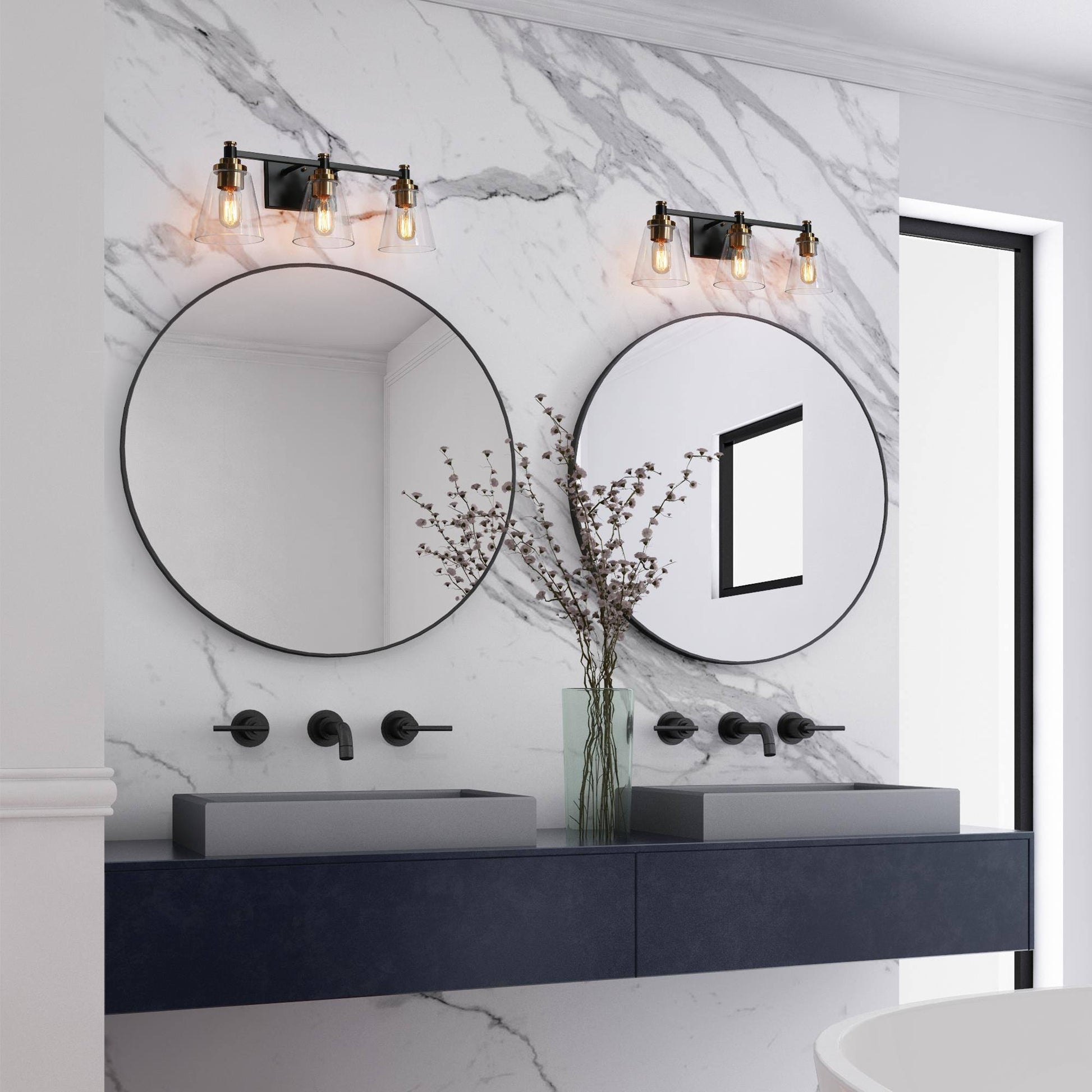 Vatinalinlwe 3-Light Black and Brass Vanity Light