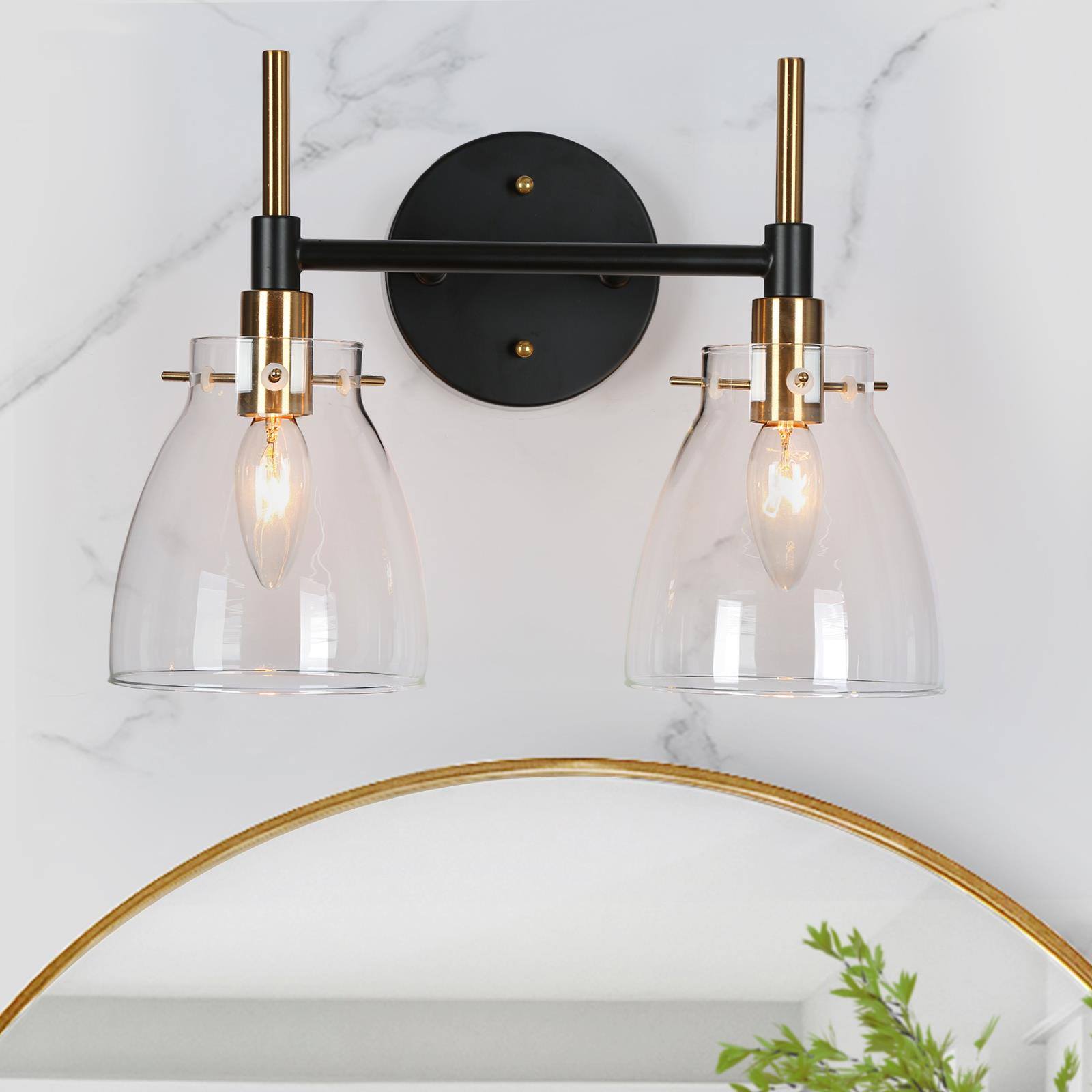 Aviannaiser 2-Light Black and Brass Vanity Light