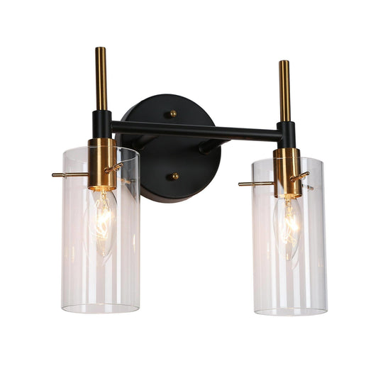 Crassula 2-Light Black and Brass Vanity Light