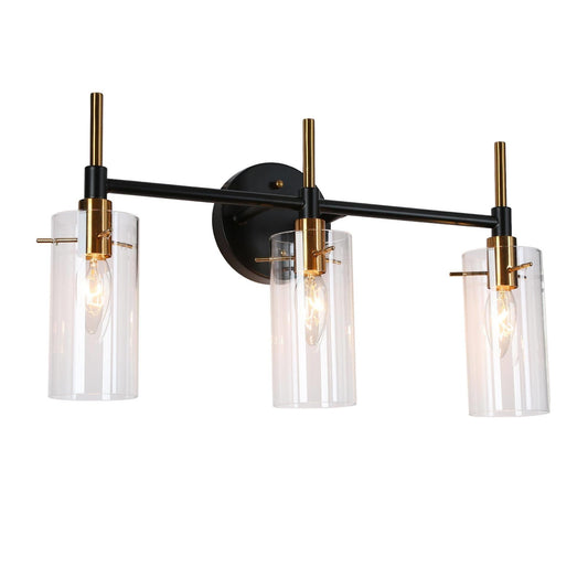 Crassula 3-Light Black and Brass Vanity Light