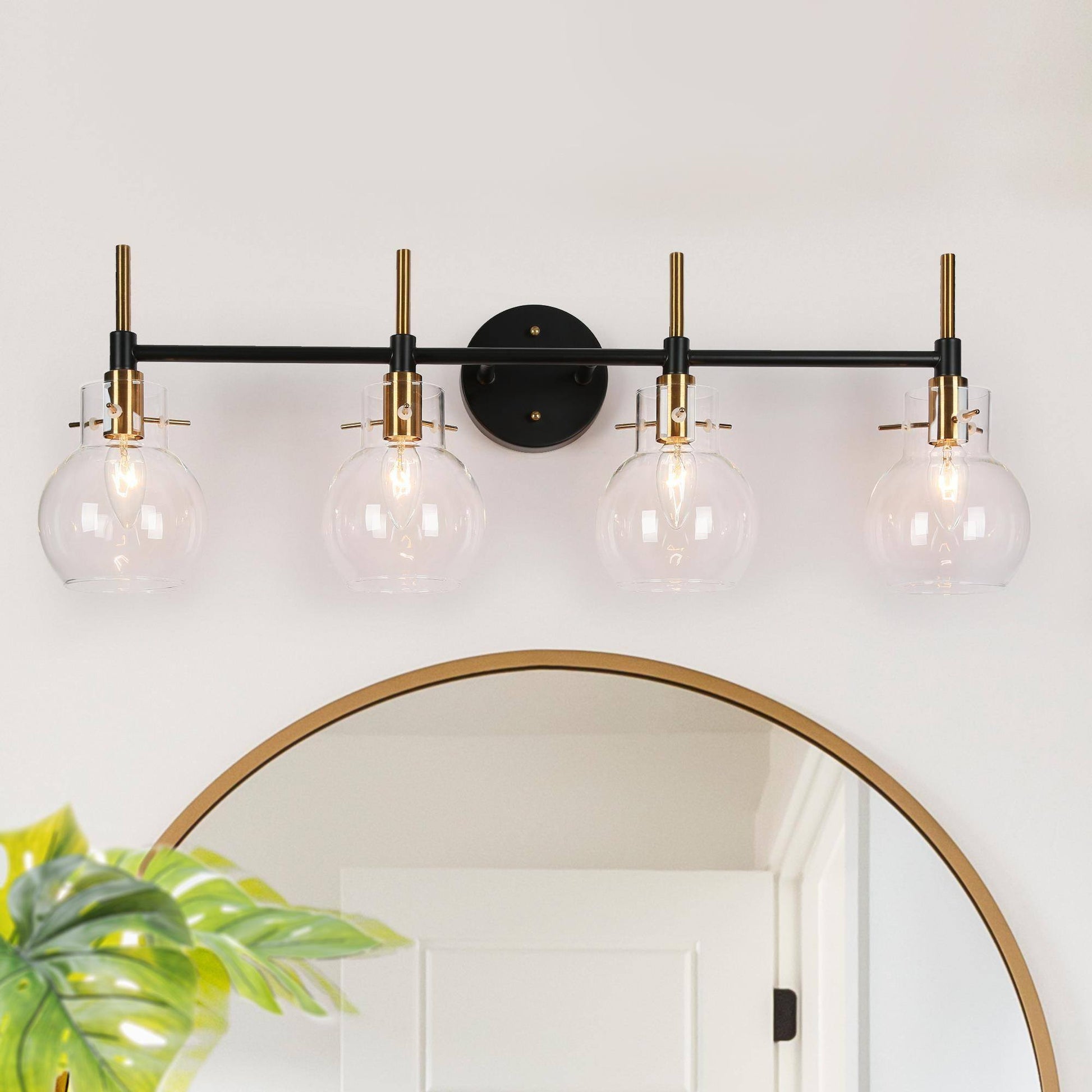 Aiglitis 4-Light Black and Brass Vanity Light