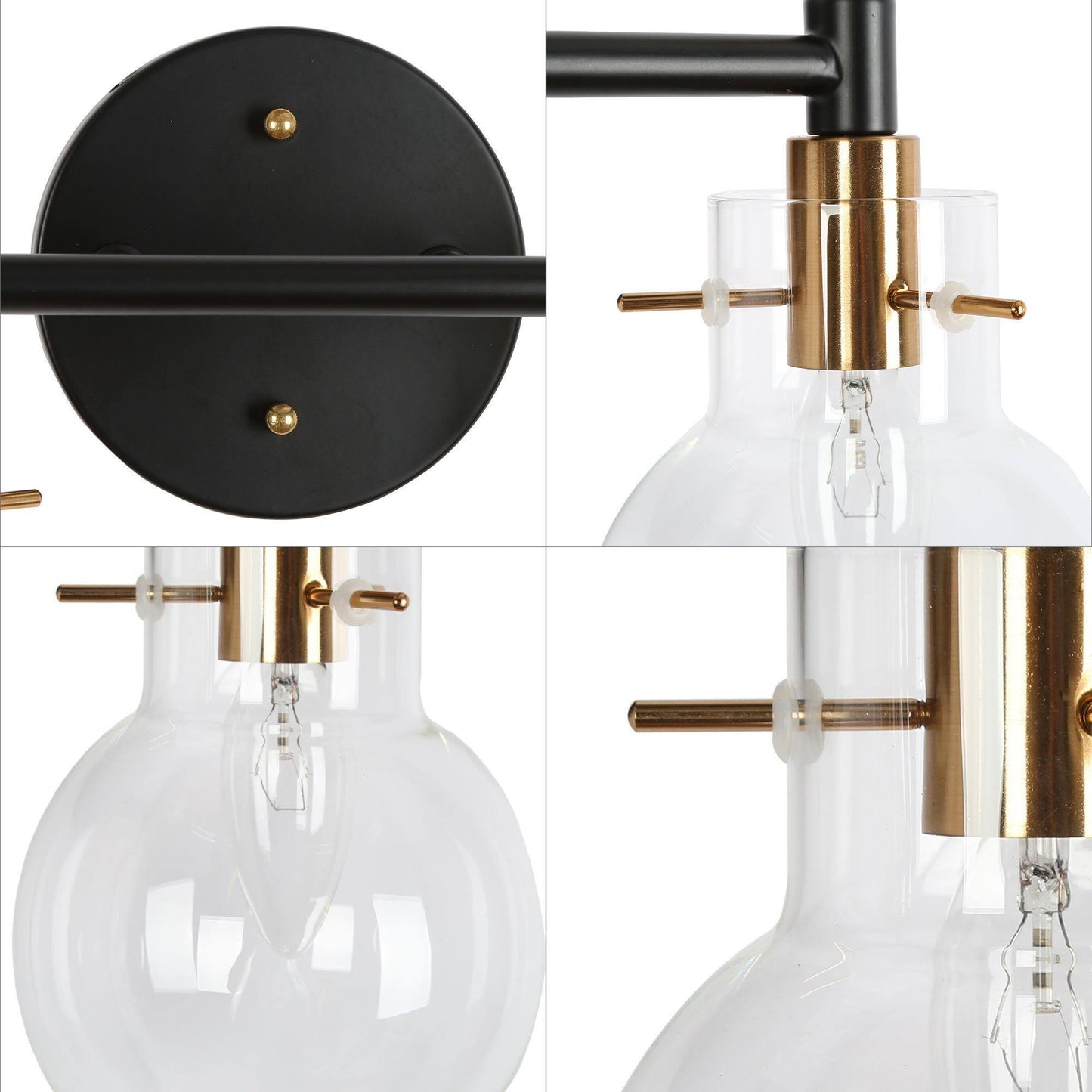 Aiglitis 4-Light Black and Brass Vanity Light