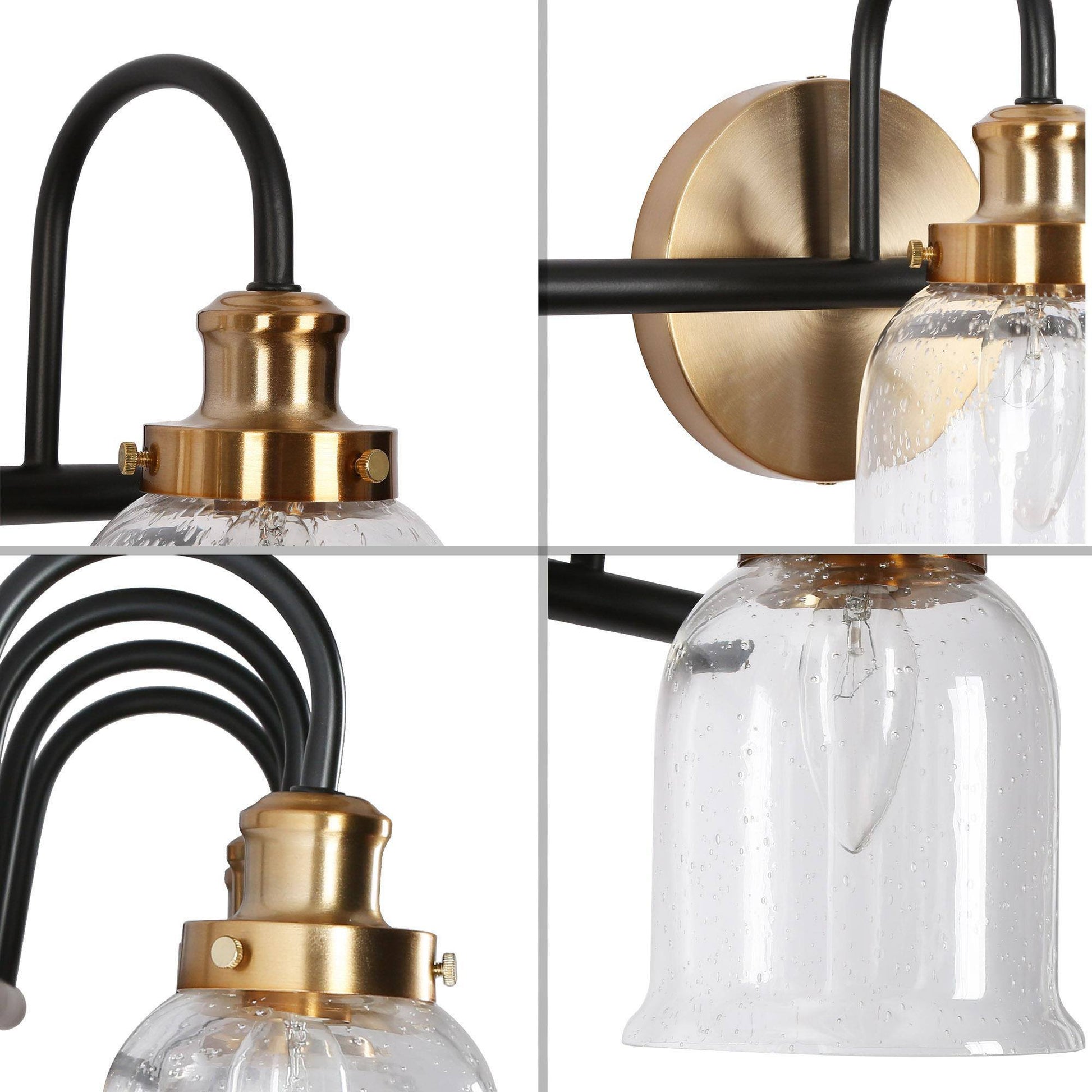 Thelonious 4-Light Black and Brass Vanity Light