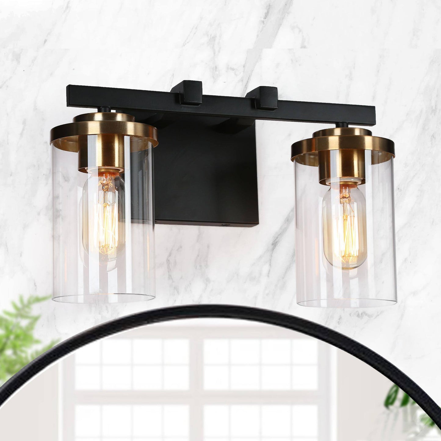 Mysticulinary 2-Light Black and Brass Vanity Light