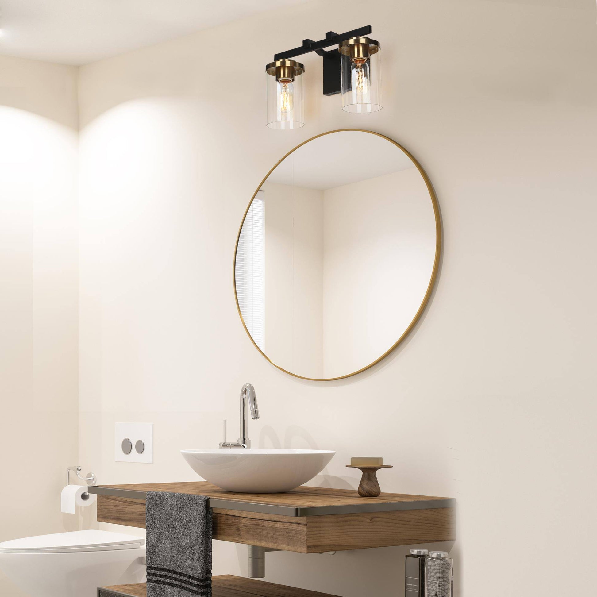 Mysticulinary 2-Light Black and Brass Vanity Light