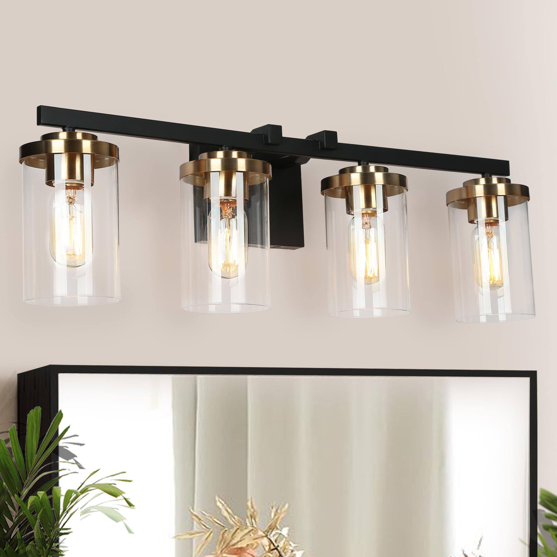 Mysticulinary 4-Light Black and Brass Vanity Light