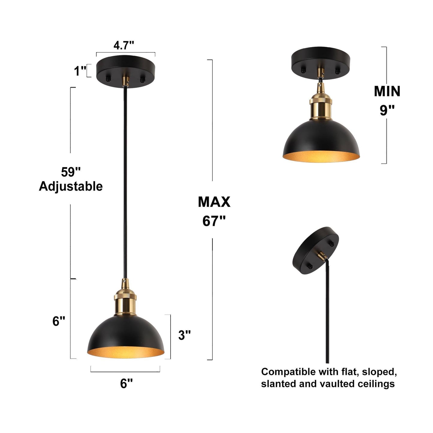 Nephropsidae 1-Light Mini Black Modern Pendant Light Fixtures