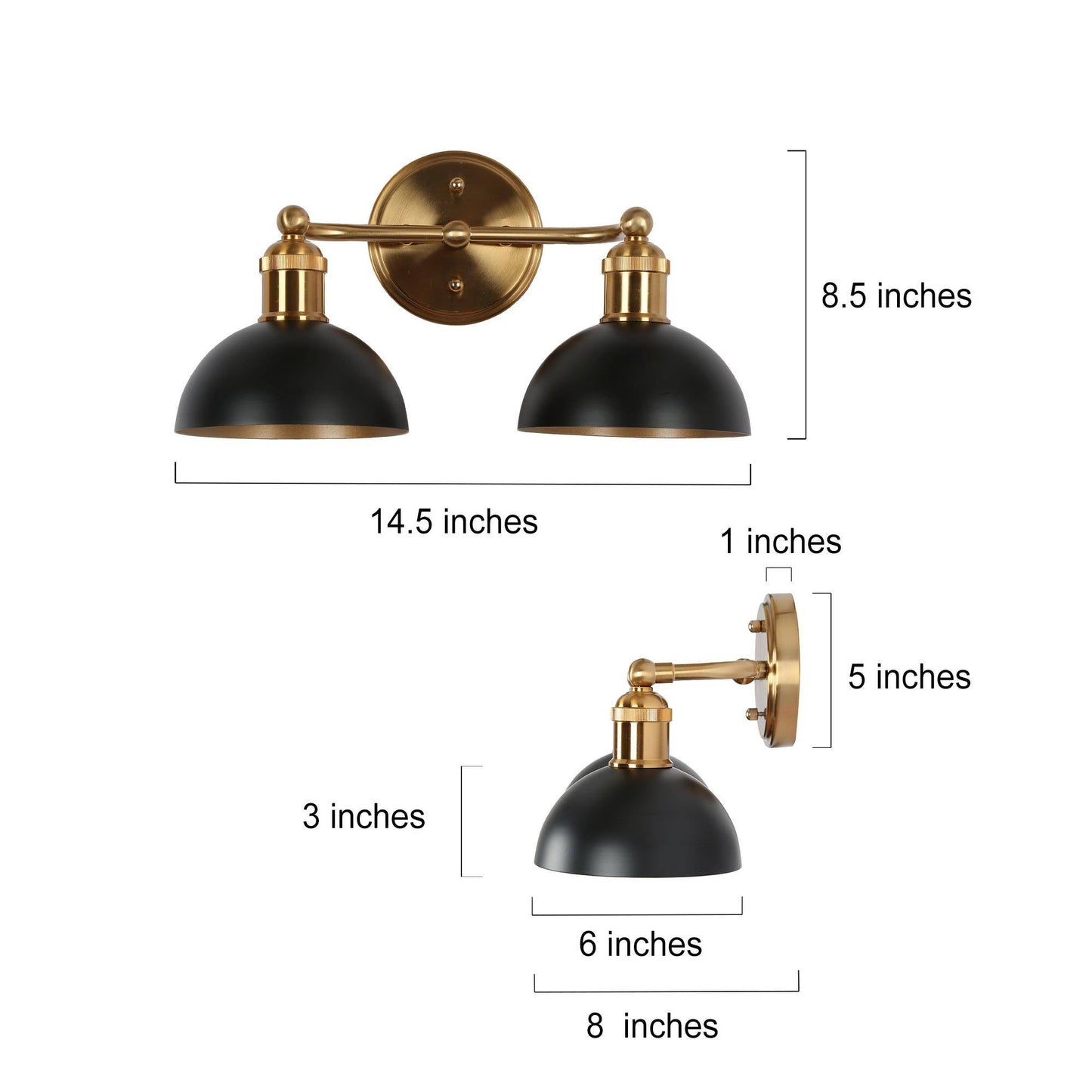 Nephropsidae 2-Light Black and Brass Vanity Light