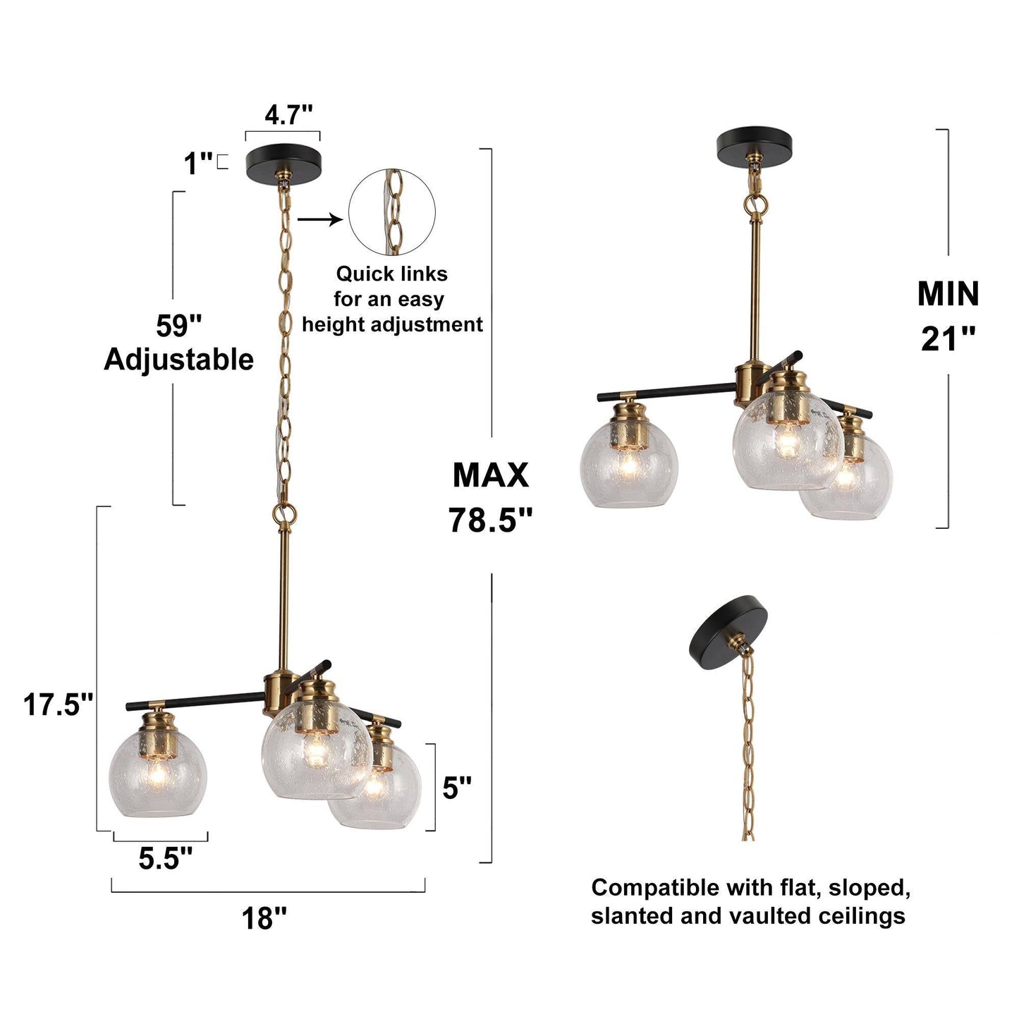 Amaryllis 3-Light Small Black Chandelier