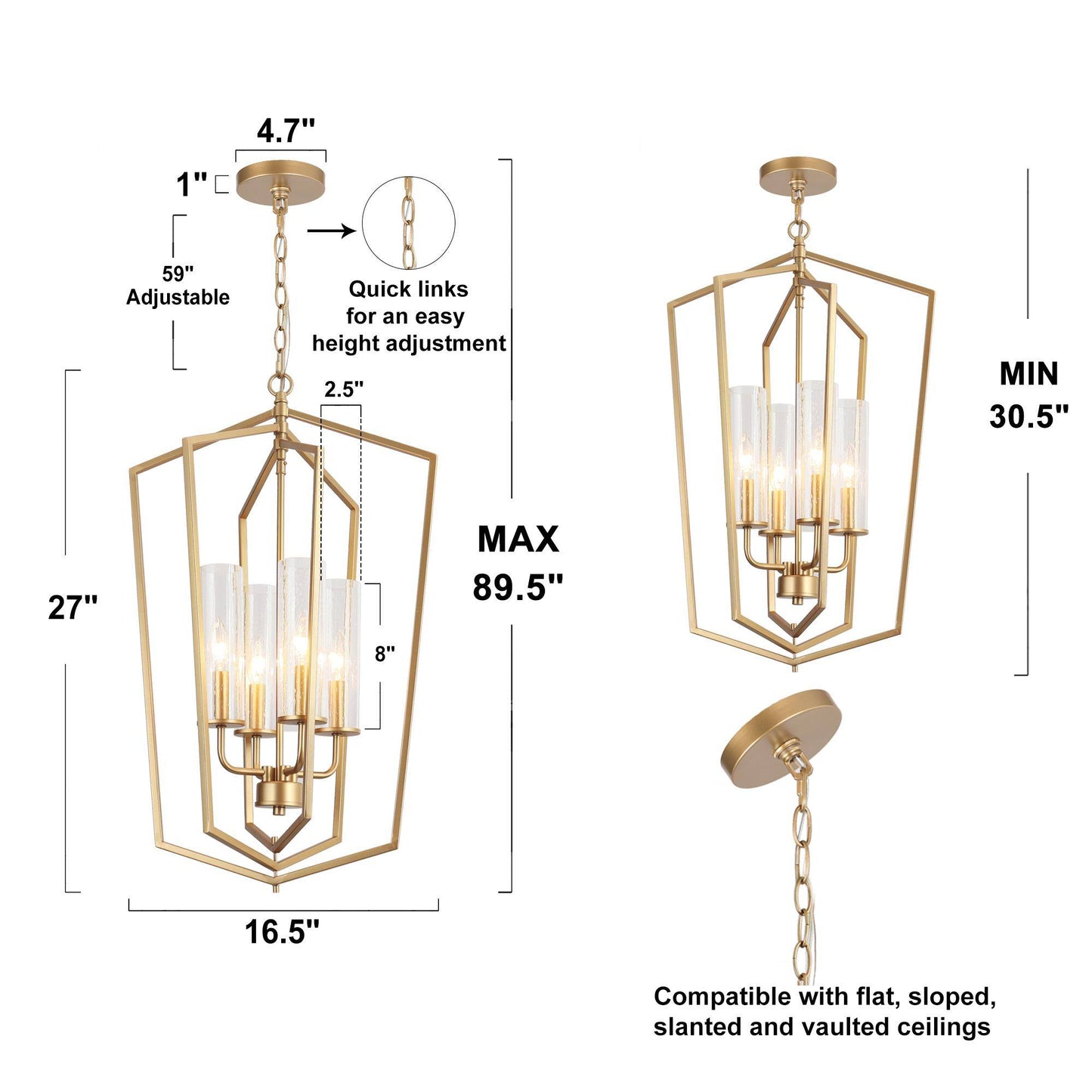 Mesmerizing 4-Light Small Gold Chandelier